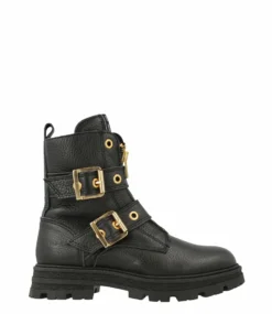 Girls Mid Boot Buckles Black Nappa