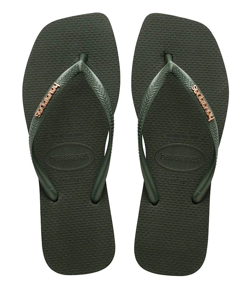 Havaianas Flipflops Square Logo Metallic Green Olive 1 Havaianas Flipflops Square Logo Metallic Green Olive