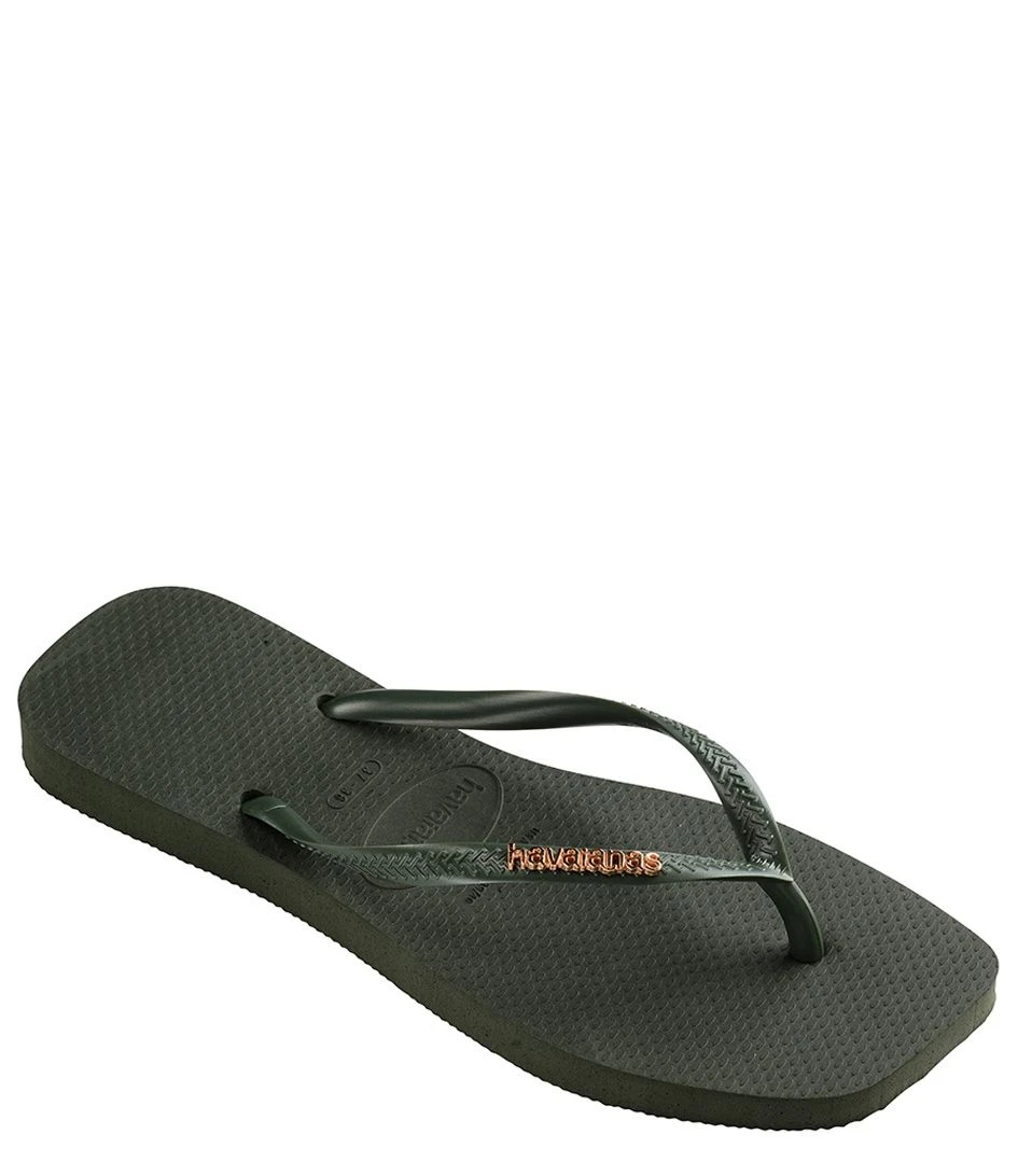 Havaianas Flipflops Square Logo Metallic Green Olive 2 Havaianas Flipflops Square Logo Metallic Green Olive – Image 2