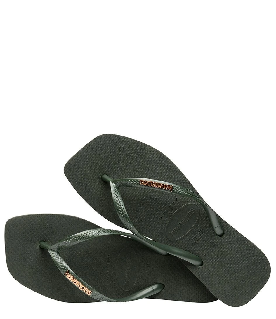 Havaianas Flipflops Square Logo Metallic Green Olive 4 Havaianas Flipflops Square Logo Metallic Green Olive – Image 4