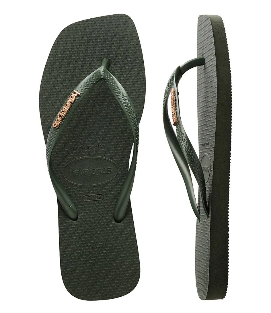 Havaianas Flipflops Square Logo Metallic Green Olive 5 Havaianas Flipflops Square Logo Metallic Green Olive – Image 5