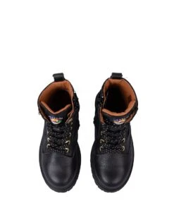 Girls Mid Boot Laces Chain Black Nappa -Chaussures Promotion Boutique 42814 922 4