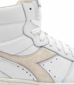 Diadora Magic Basket Mid Leather Bianco Viola Marmo -Chaussures Promotion Boutique 501.179911 d0113 5 jpg