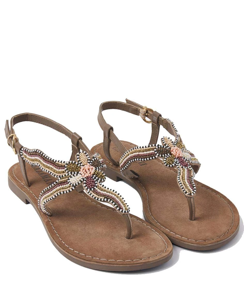 Lazamani Sandals Sea Flower Taupe 2 Lazamani Sandals Sea Flower Taupe – Image 2
