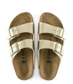 Birkenstock Arizona Narrow Birko-Flor Gold Colored -Chaussures Promotion Boutique birkenstock arizona narrow birko flor goud bovenkant