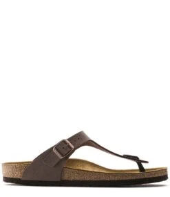 Birkenstock Gizeh Regular Birko-Flor Nubuck Mocha -Chaussures Promotion Boutique birkenstock gizehregularbirkoflornubuck slipper mocha sandal 43751 zijkant