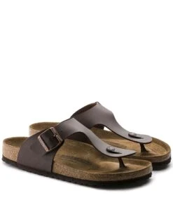 Birkenstock Ramses Regular Birko-Flor Dark Brown -Chaussures Promotion Boutique birkenstock ramsesregularbirkoflor slipper darkbrown sandal 44701 sideside