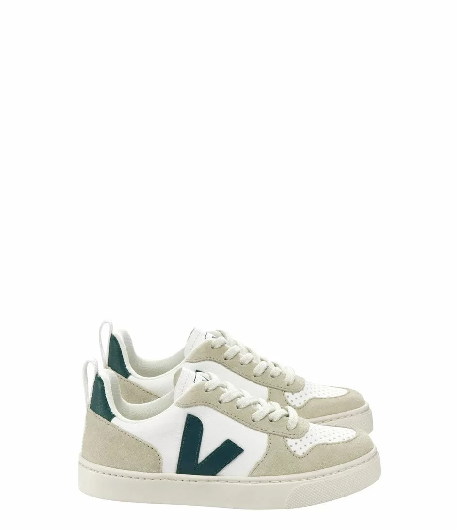 Veja Small V-10 Laces Chromefree Extra White Brittany Almond 1 Veja Small V-10 Laces Chromefree Extra White Brittany Almond