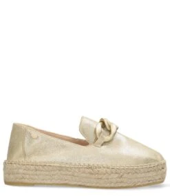 Fred De La Bretonière June Li Espadrille Metal Suede Champagne