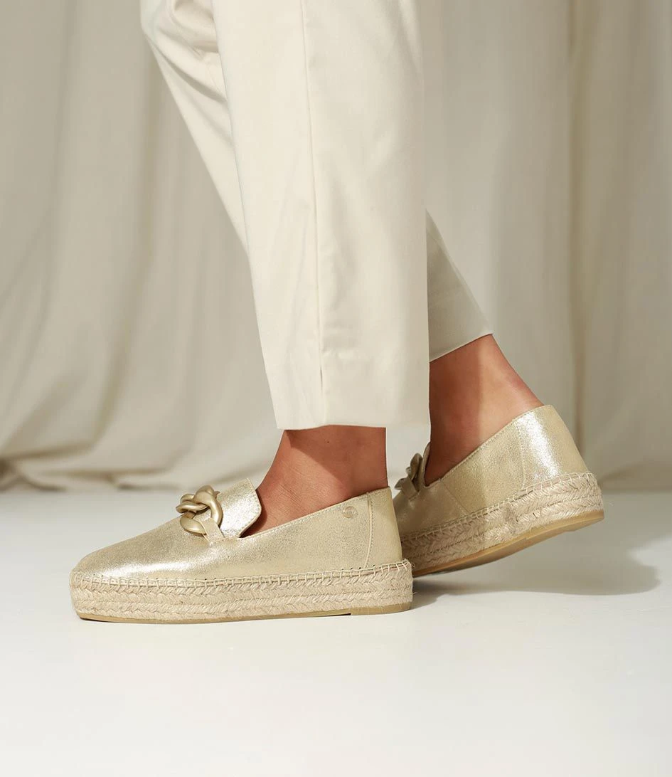 Fred De La Bretonière June Li Espadrille Metal Suede Champagne 2 Fred De La Bretonière June Li Espadrille Metal Suede Champagne – Image 2
