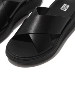 Fitflop F-Mode Flatform Cross Slides All Black -Chaussures Promotion Boutique fw5 all black 090 5