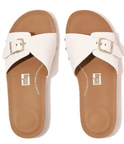 Fitflop Iqushion Adjustable Buckle Slides Urban White -Chaussures Promotion Boutique hf1 urban white 194 3