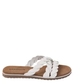Lazamani Woven Mules Flexible Sole White
