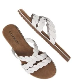 Lazamani Woven Mules Flexible Sole White -Chaussures Promotion Boutique la75384white 4