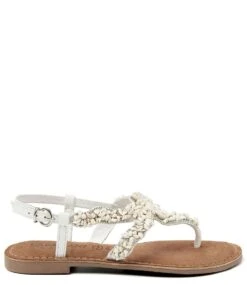 Lazamani Toe Sandals Shells/Stones White