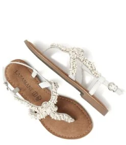Lazamani Toe Sandals Shells/Stones White -Chaussures Promotion Boutique la75421white 3