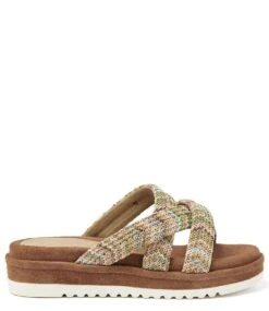 Lazamani Mules Straps Jute Platform Sole Beige
