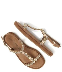 Lazamani Sandals Rhinestones Square Taupe -Chaussures Promotion Boutique la75859taupe 3