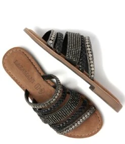 Lazamani Mules Multi Straps Shiny Black -Chaussures Promotion Boutique la75879black 3