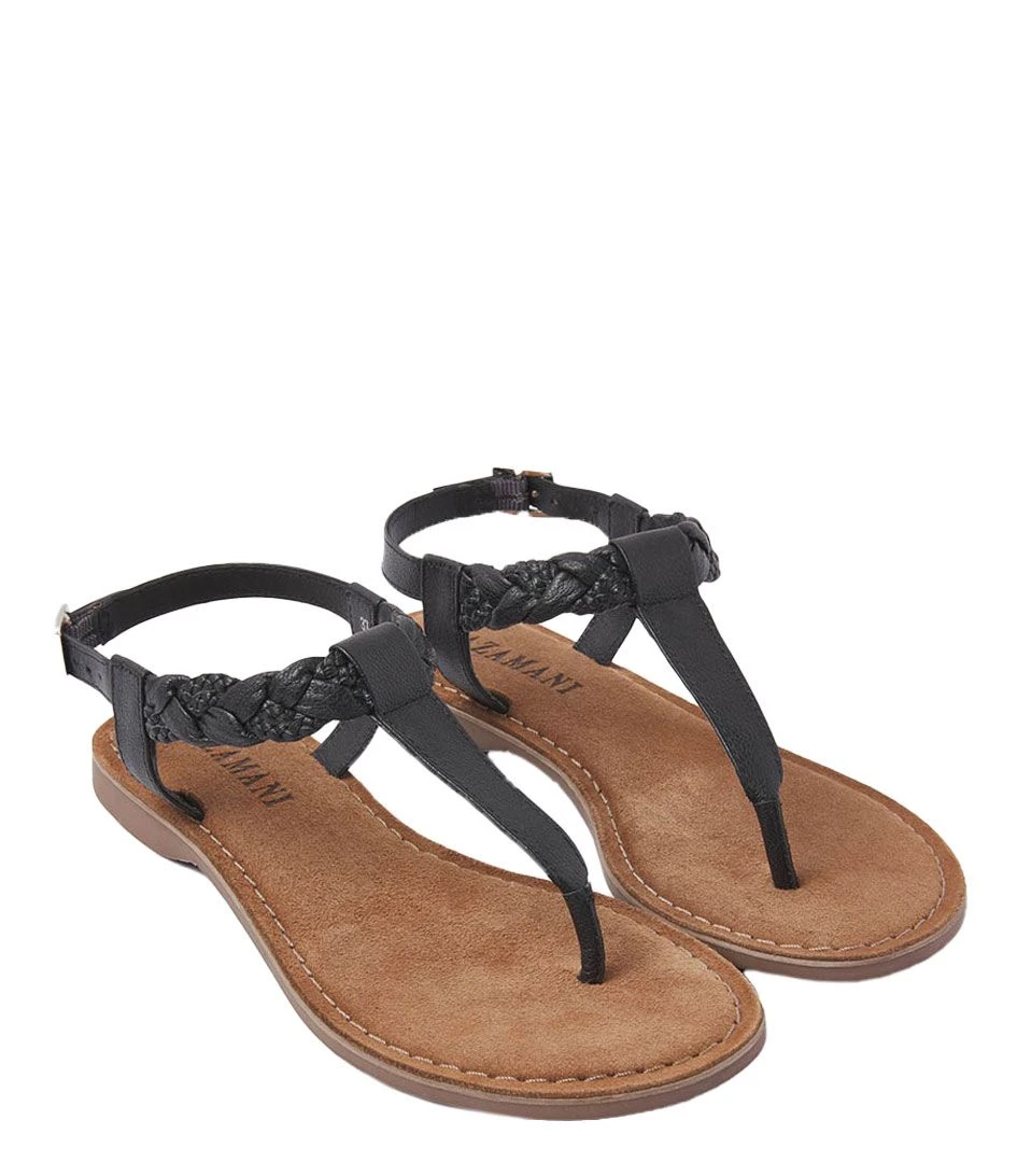 Lazamani T Strap Sandals Woven Black 2 Lazamani T Strap Sandals Woven Black – Image 2