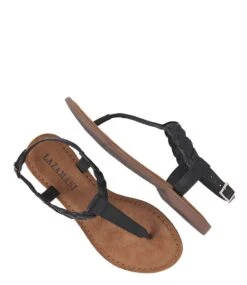 Lazamani T Strap Sandals Woven Black 5 Lazamani T Strap Sandals Woven Black -Chaussures Promotion Boutique lazamani 75834 black 3