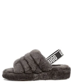 Ugg Fluff Yeah Slide Charcoal -Chaussures Promotion Boutique ugg 1095119 fluff yeah slide charcoal side 2