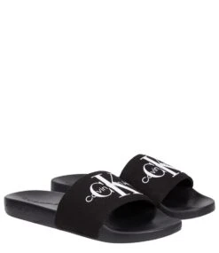 Calvin Klein Slide Monogram Co Black -Chaussures Promotion Boutique yw0yw00103 bds 3