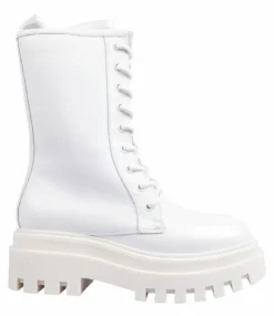 Calvin Klein Flatform Laceup Boot Patent White