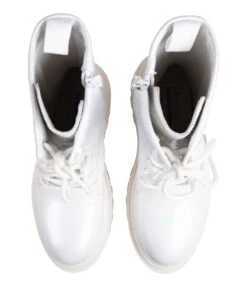 Calvin Klein Flatform Laceup Boot Patent White -Chaussures Promotion Boutique yw0yw00852 white 4